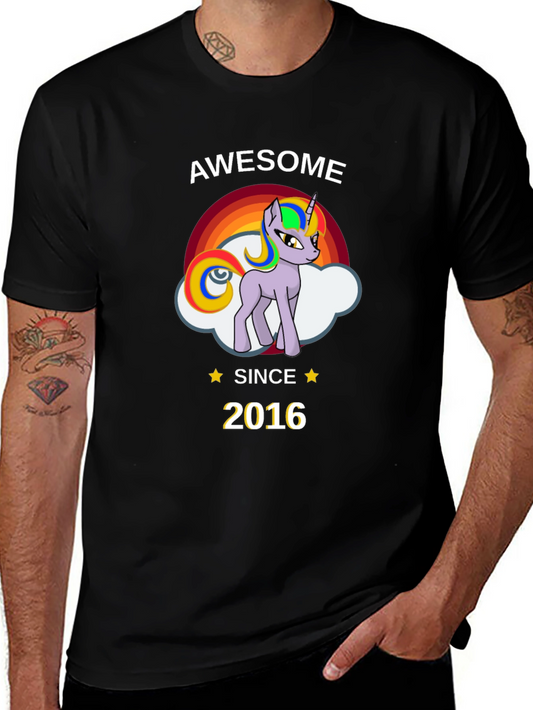 Awesome Since 2016 Unicorn Graphic T-Shirt