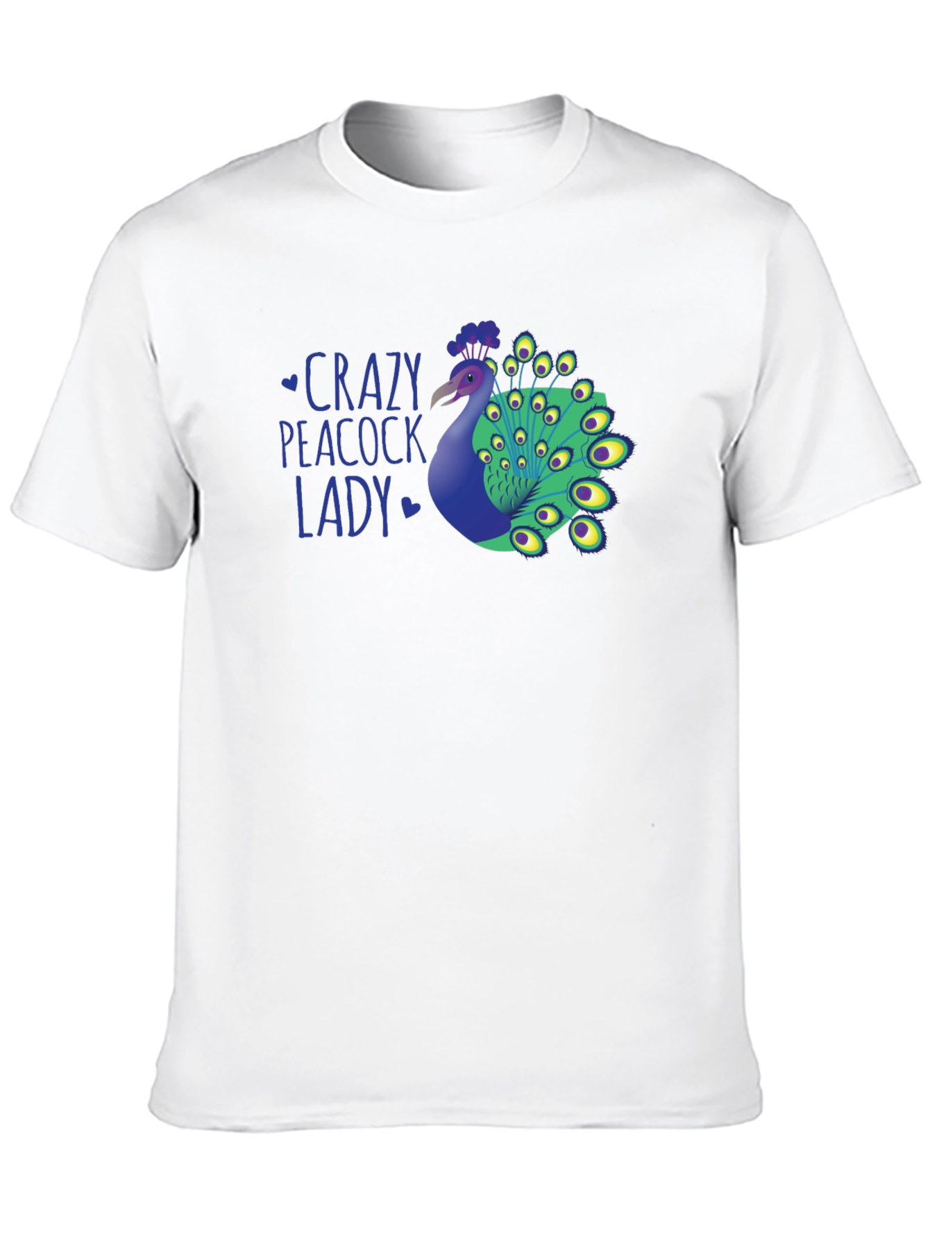 Crazy Peacock Lady Graphic T-Shirt - Fun Novelty Tee