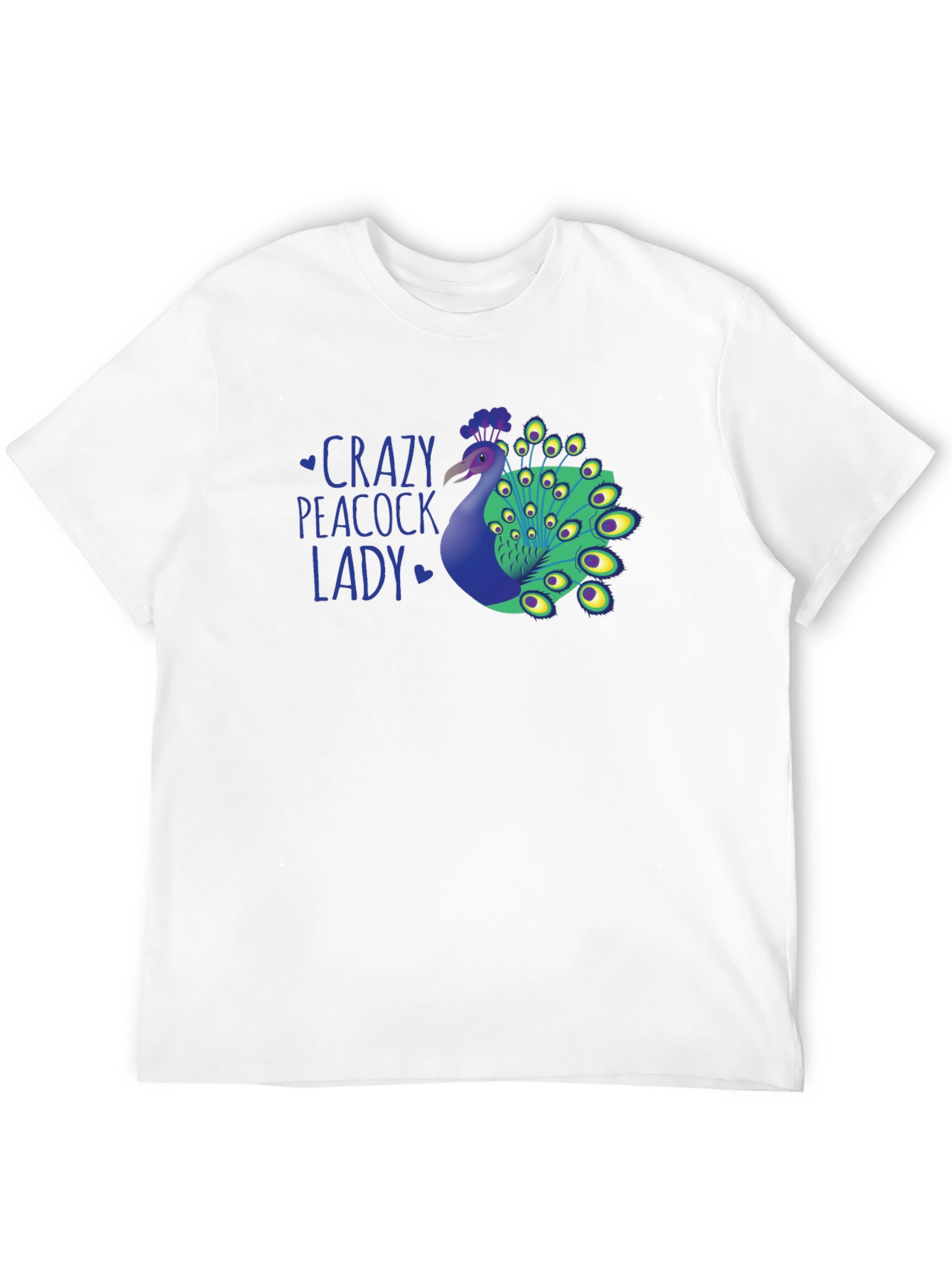 Crazy Peacock Lady Graphic T-Shirt - Fun Novelty Tee