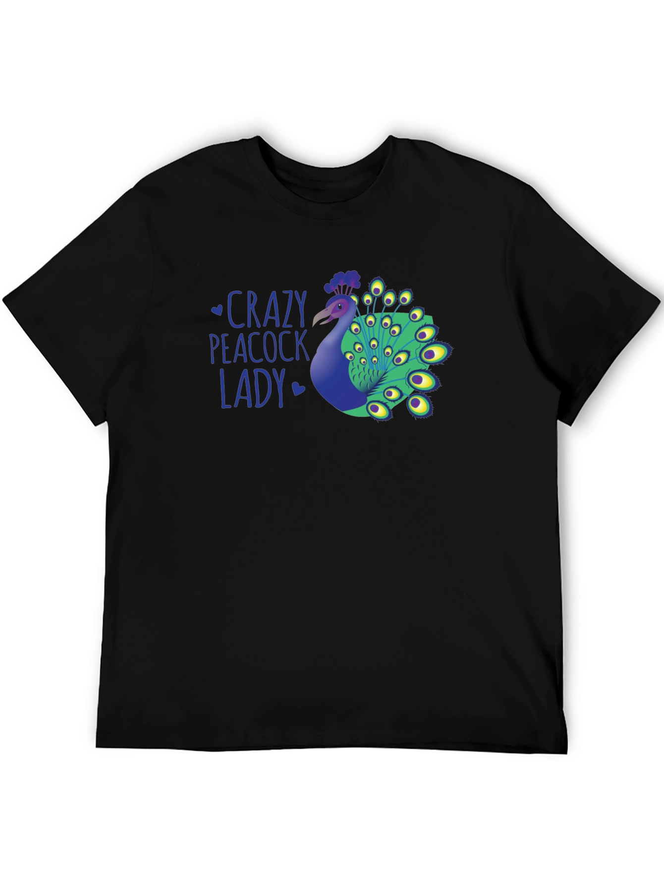 Crazy Peacock Lady Graphic T-Shirt - Fun Novelty Tee