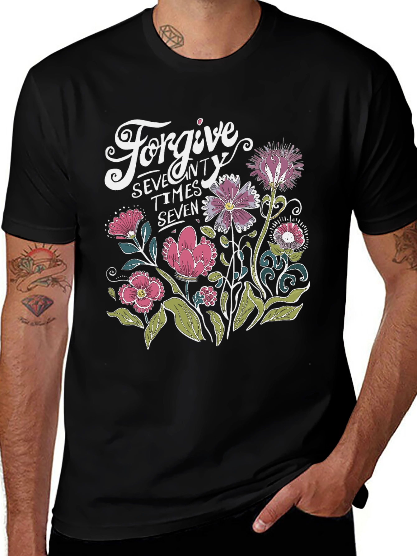 Forgive Seventy Times Seven Floral T-Shirt