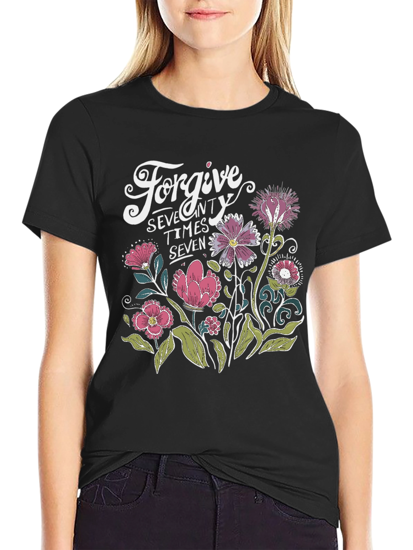 Forgive Seventy Times Seven Floral T-Shirt