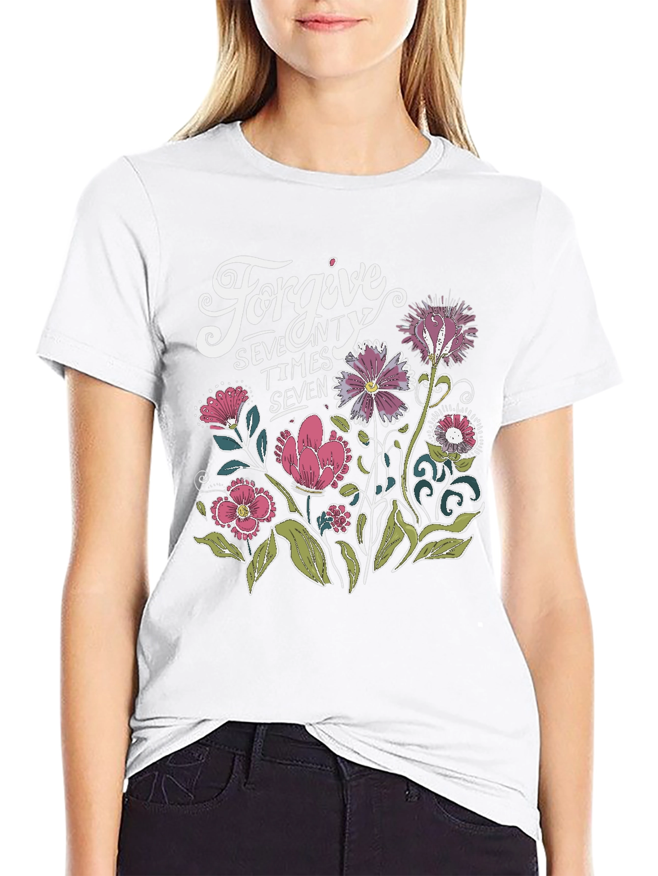 Forgive Seventy Times Seven Floral T-Shirt