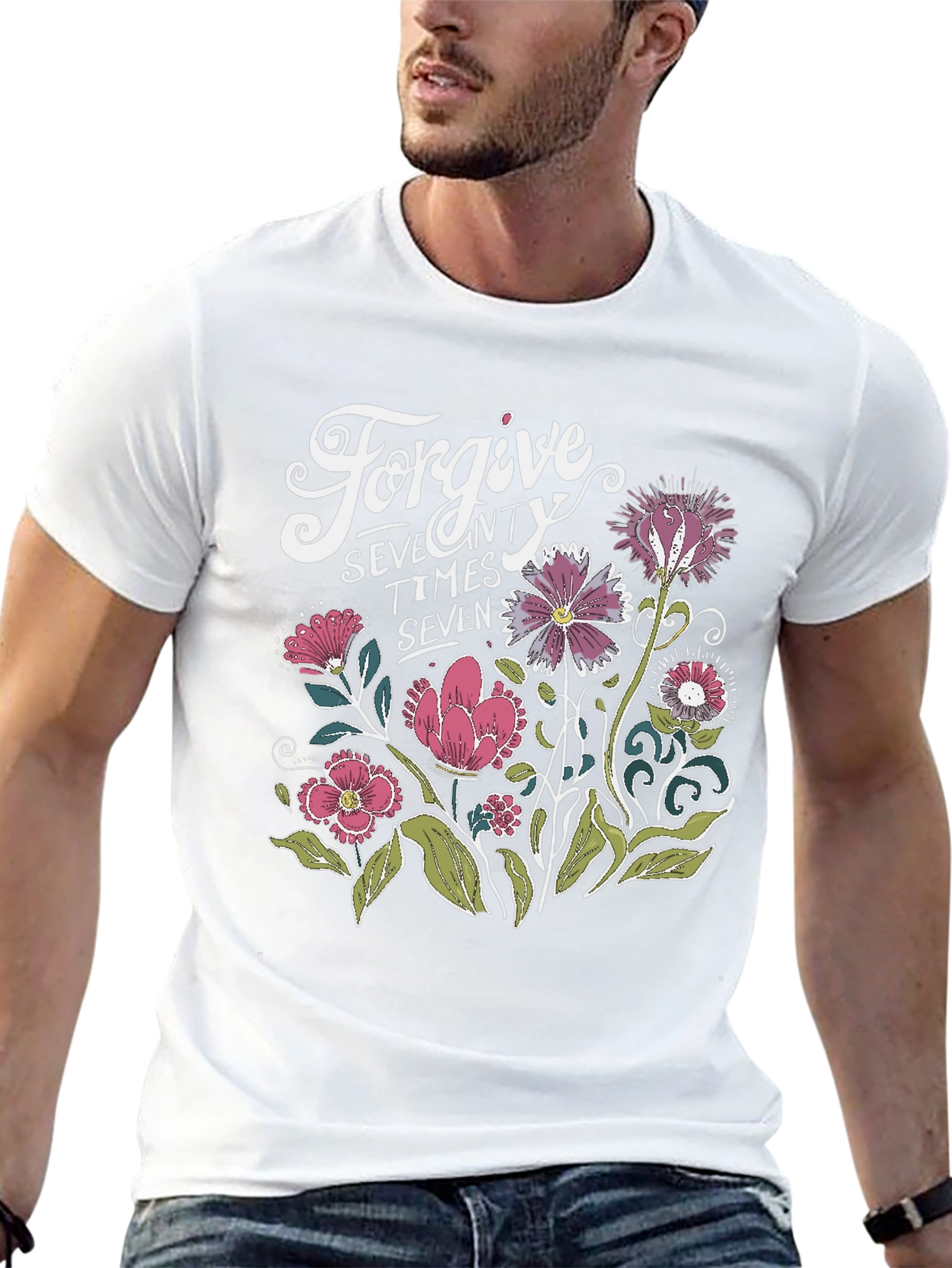 Forgive Seventy Times Seven Floral T-Shirt