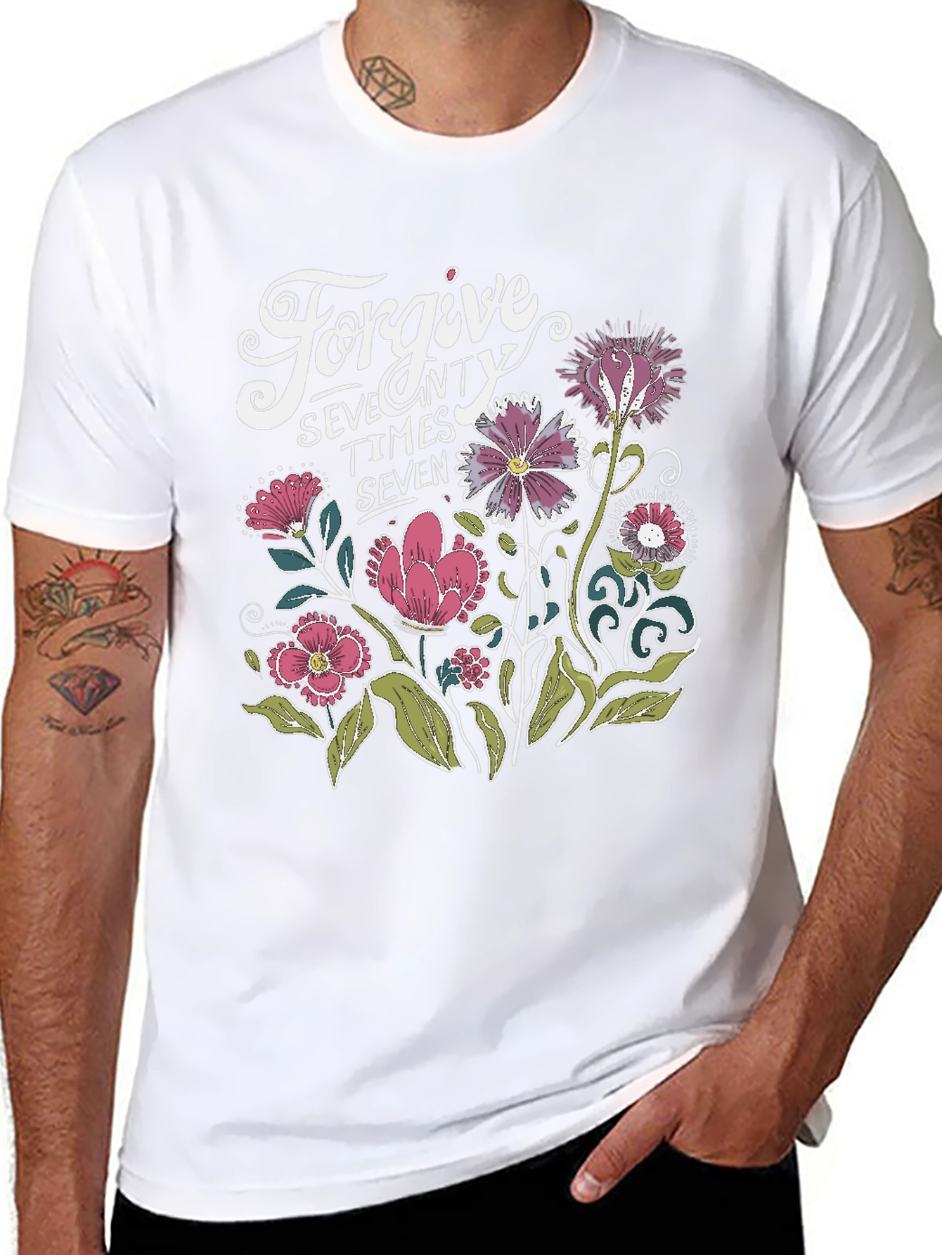 Forgive Seventy Times Seven Floral T-Shirt