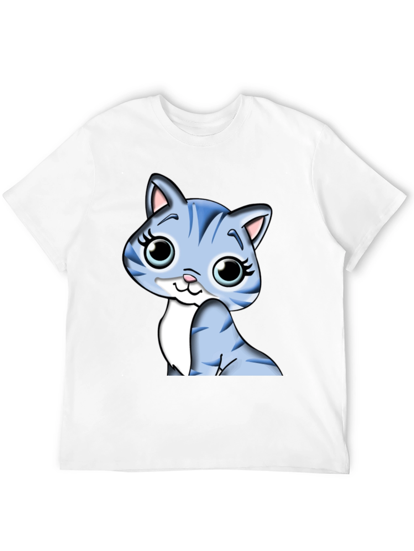 Cute Cartoon Cat Graphic Tee - Black