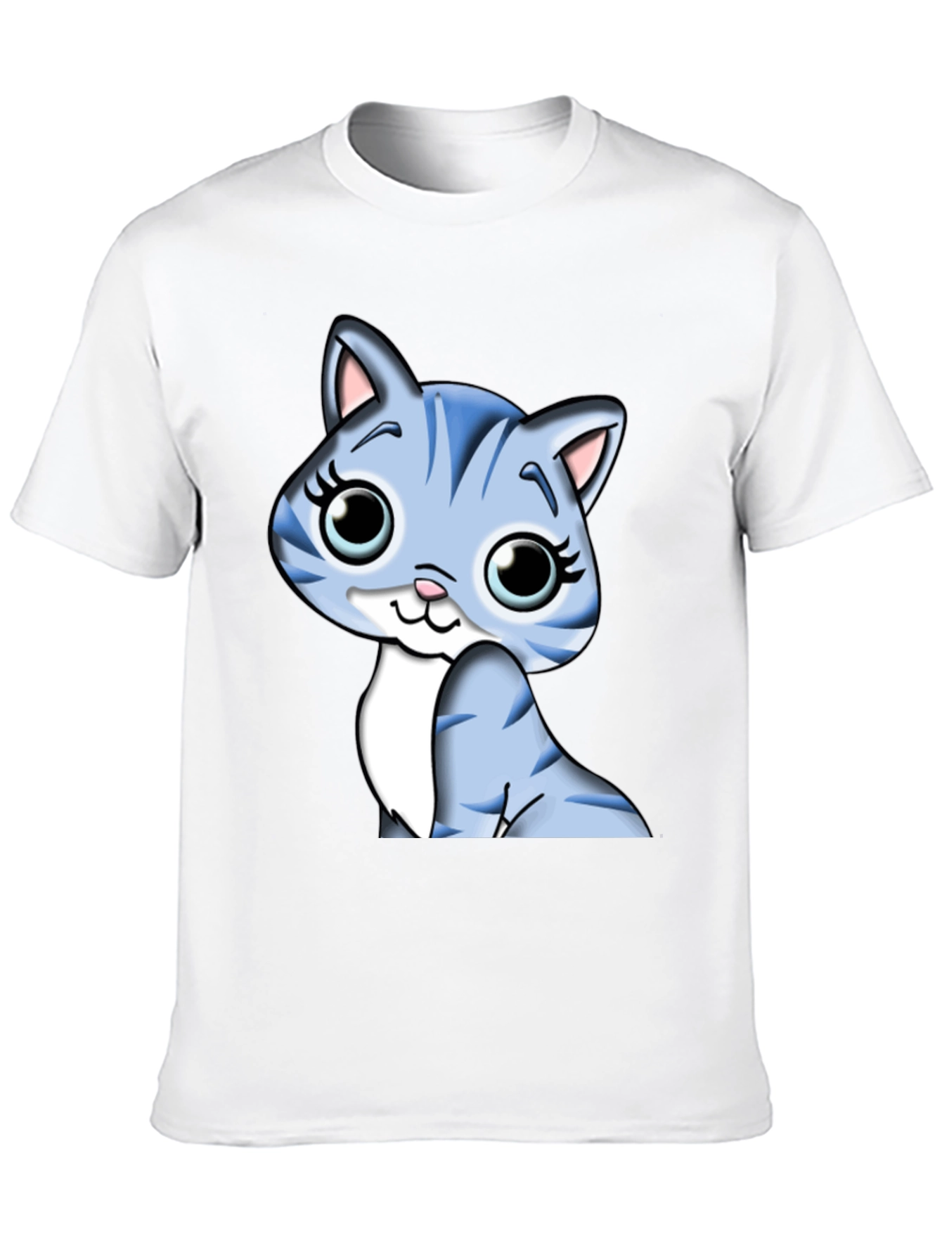 Cute Cartoon Cat Graphic Tee - Black