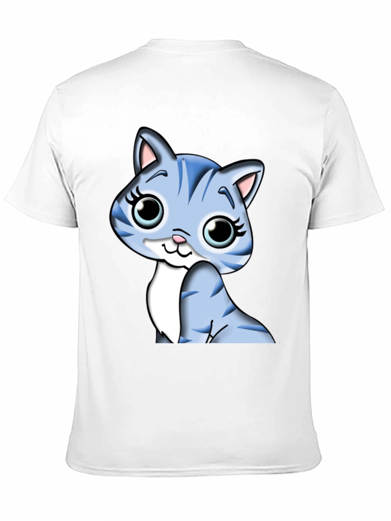 Cute Cartoon Cat Graphic Tee - Black