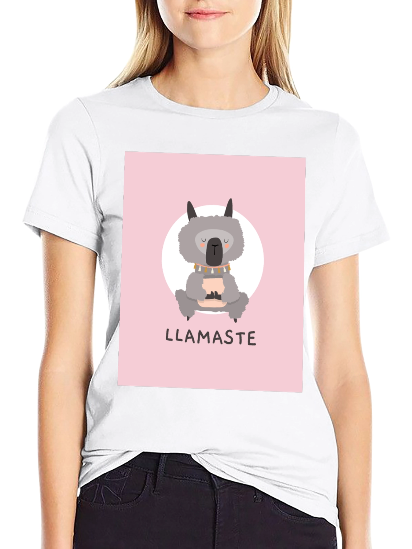 Llamaste Llama Yoga T-Shirt - Black Cotton Tee
