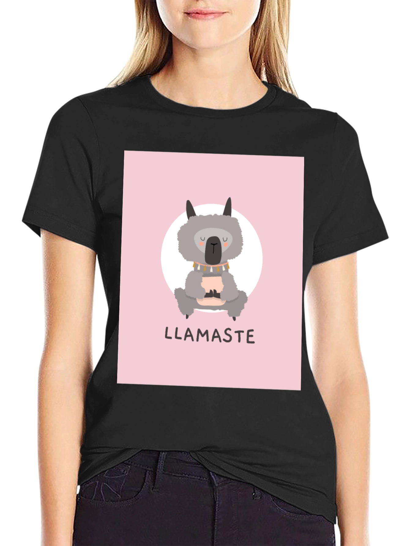 Llamaste Llama Yoga T-Shirt - Black Cotton Tee