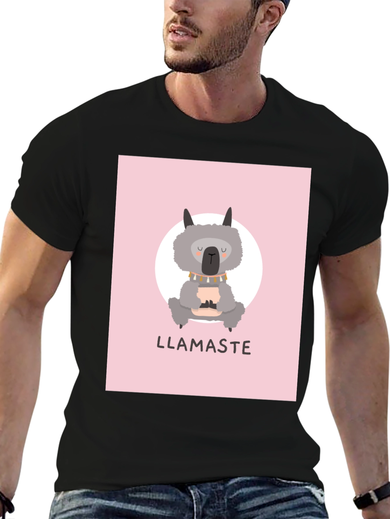 Llamaste Llama Yoga T-Shirt - Black Cotton Tee