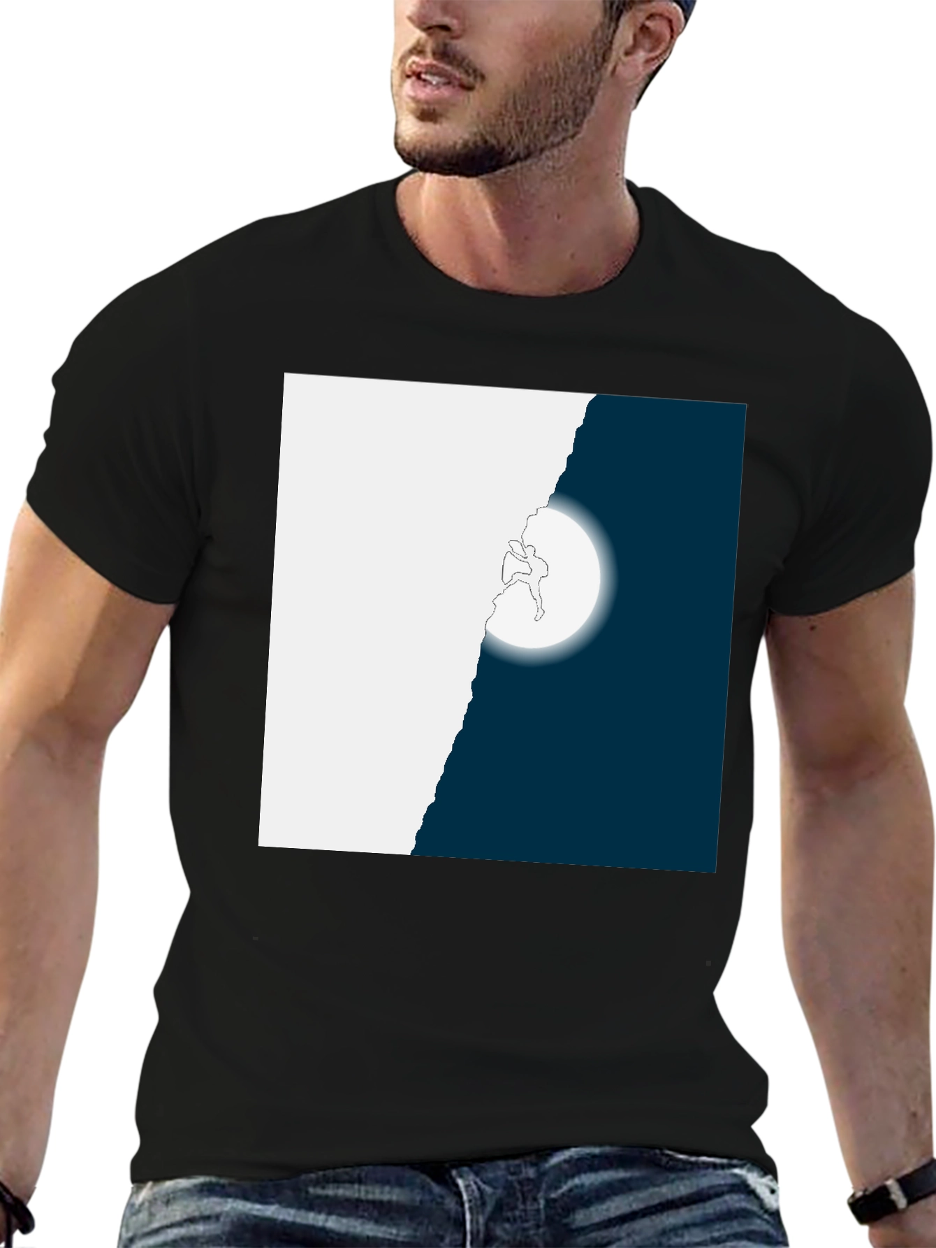 Climbing Moon Graphic Tee - Black