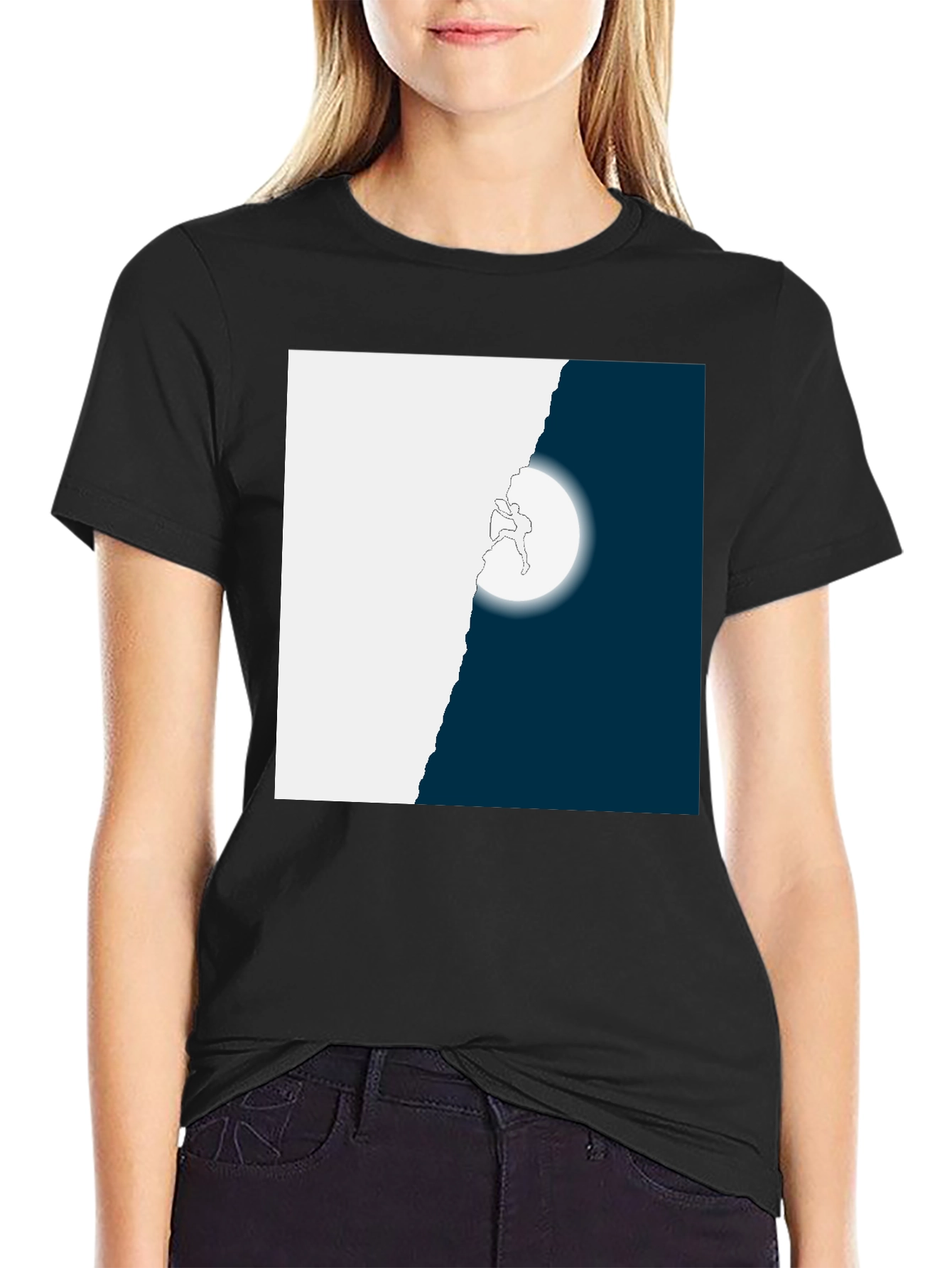Climbing Moon Graphic Tee - Black