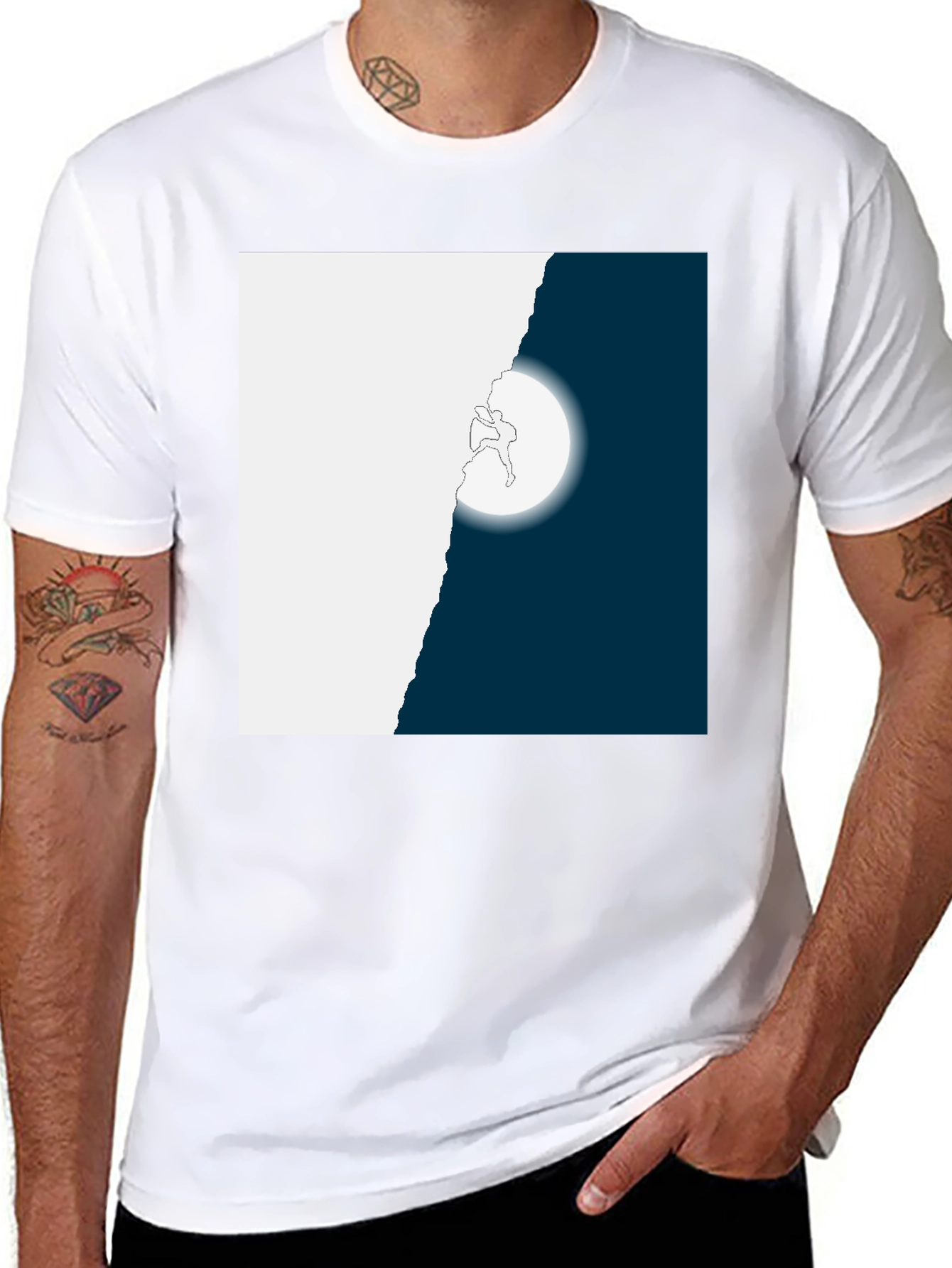 Climbing Moon Graphic Tee - Black