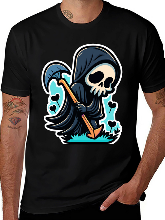 Grim Reaper Graphic Tee - Cartoon Death