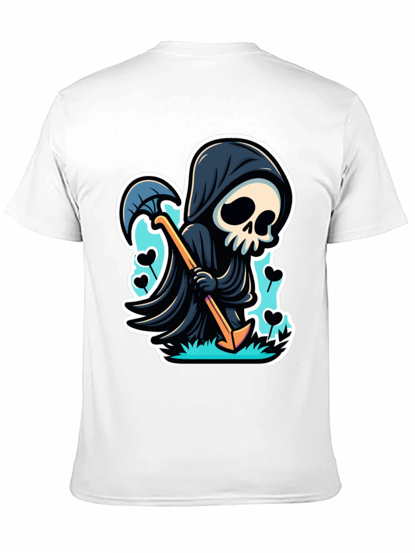 Grim Reaper Graphic Tee - Cartoon Death
