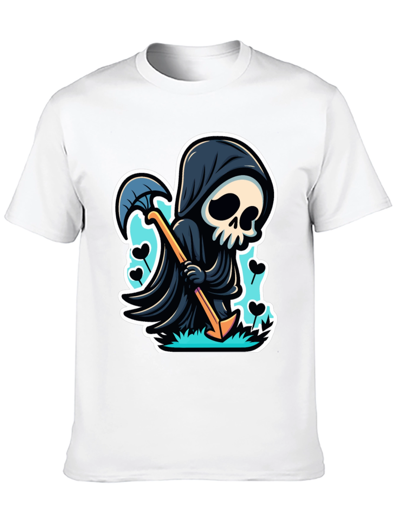 Grim Reaper Graphic Tee - Cartoon Death