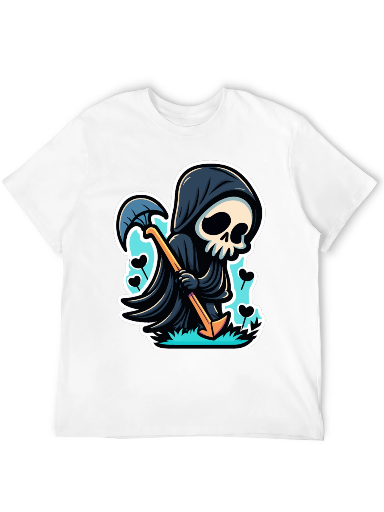 Grim Reaper Graphic Tee - Cartoon Death