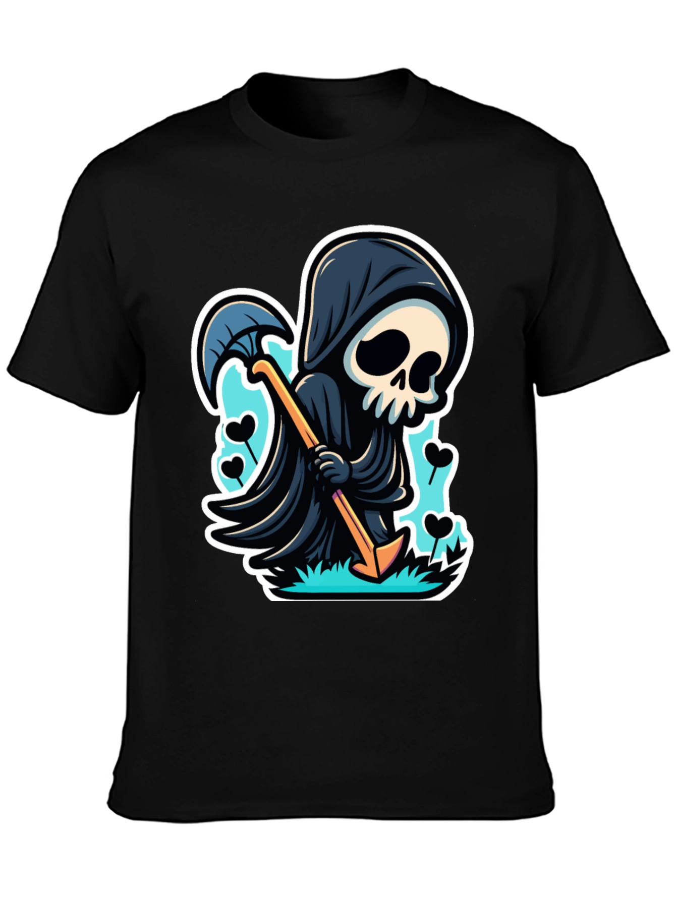 Grim Reaper Graphic Tee - Cartoon Death