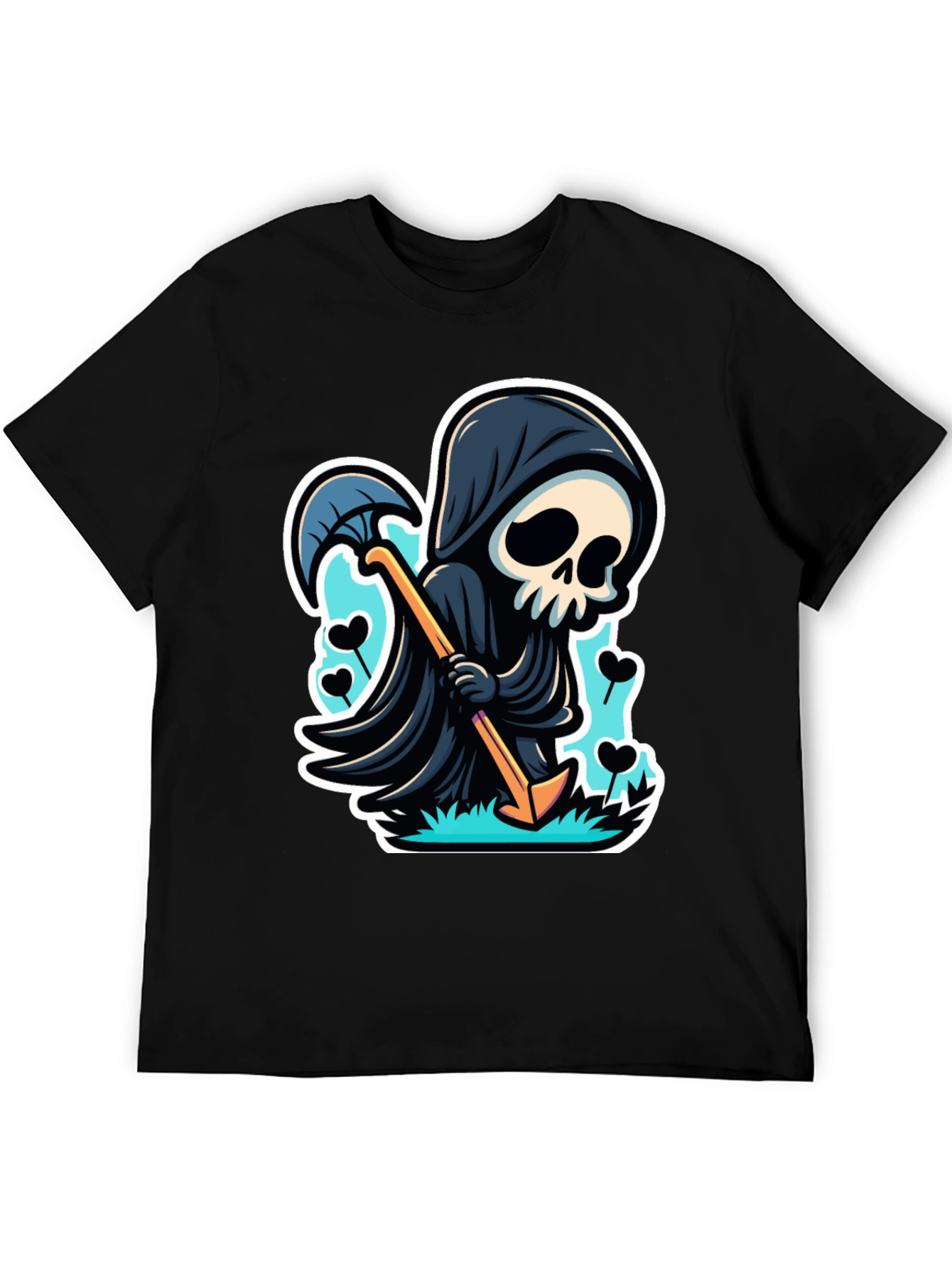 Grim Reaper Graphic Tee - Cartoon Death