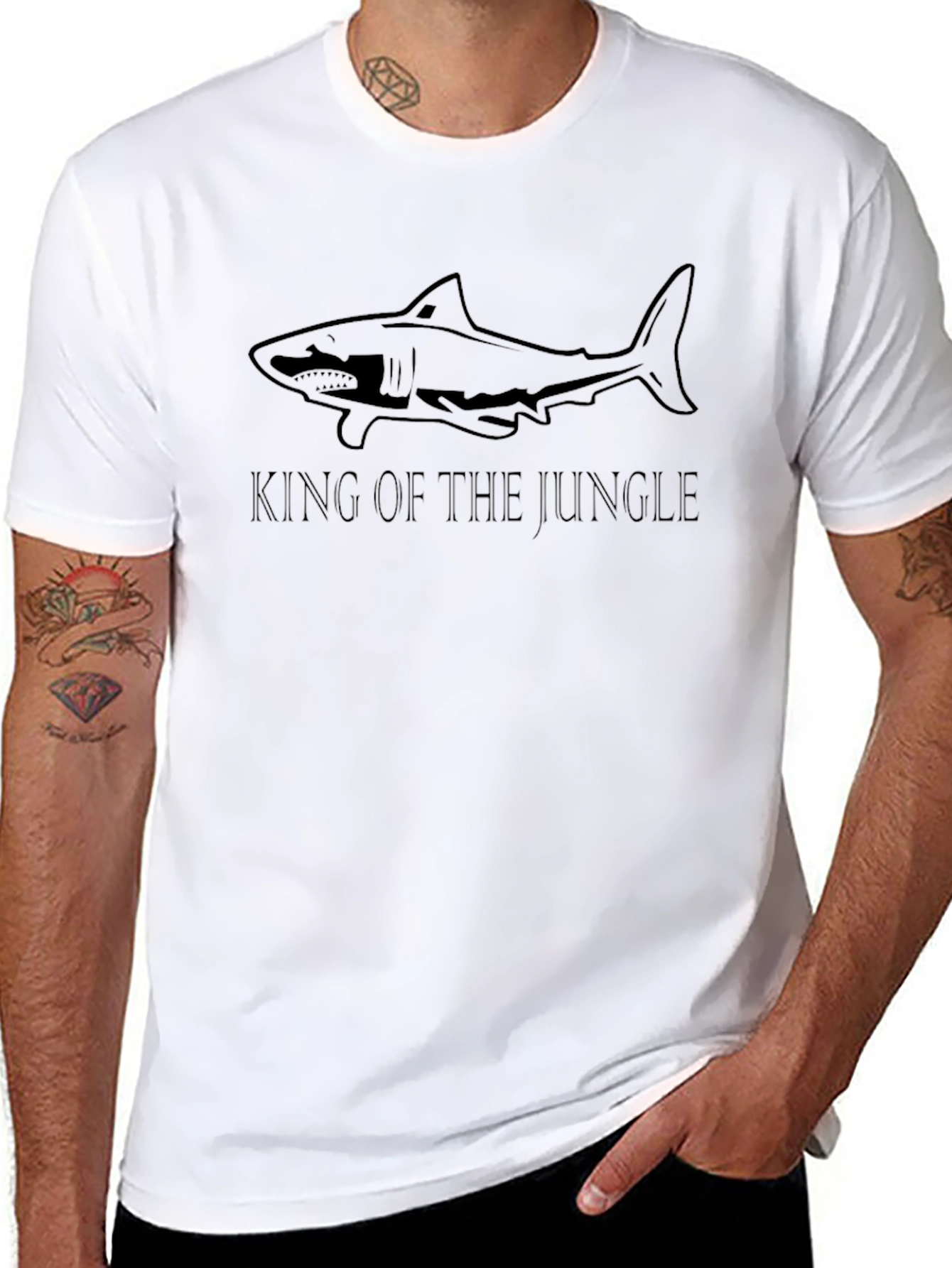 Mens Shark King of the Jungle Black T-Shirt