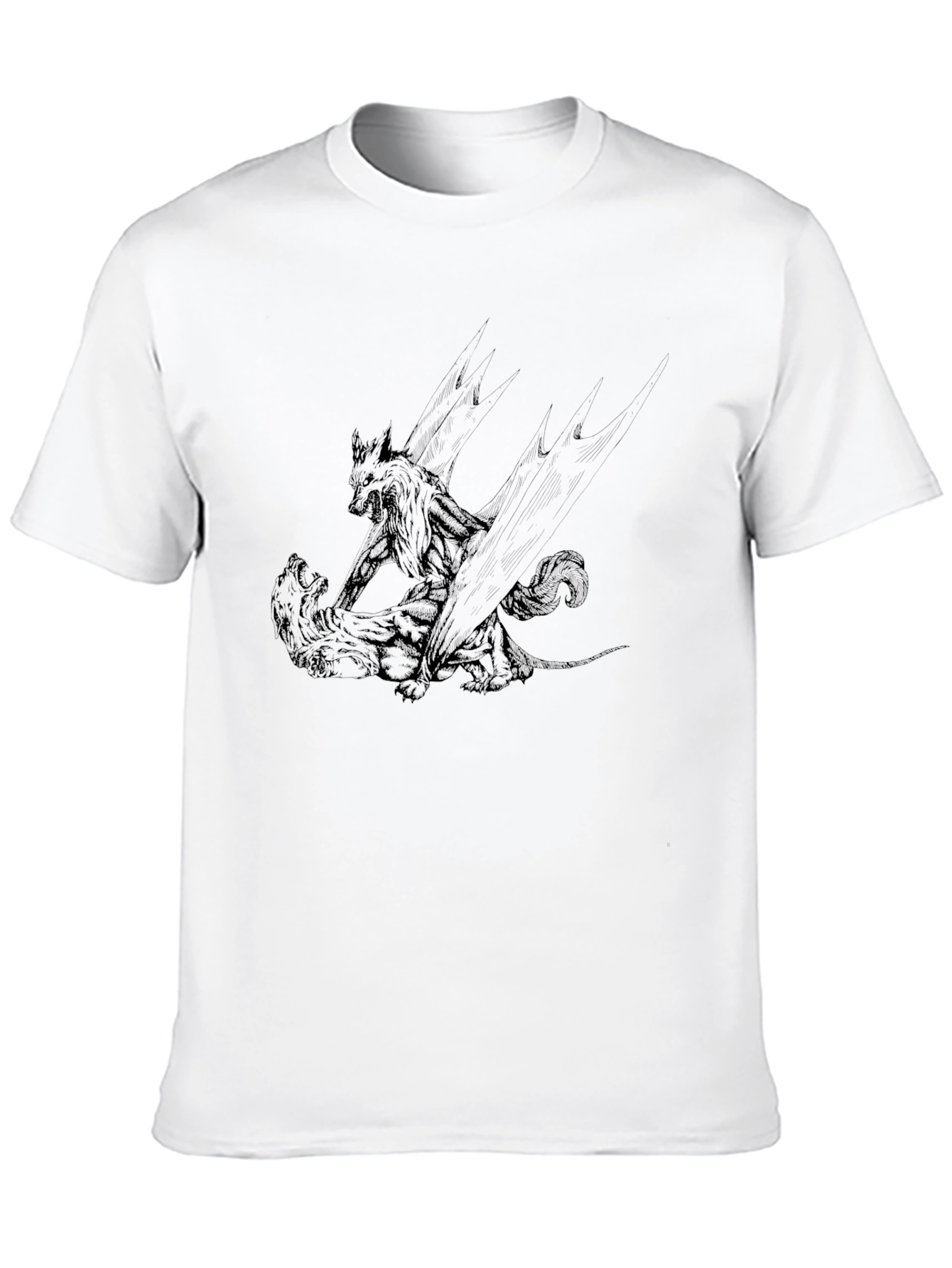 Black Graphic Tee: Wolf vs. Bear