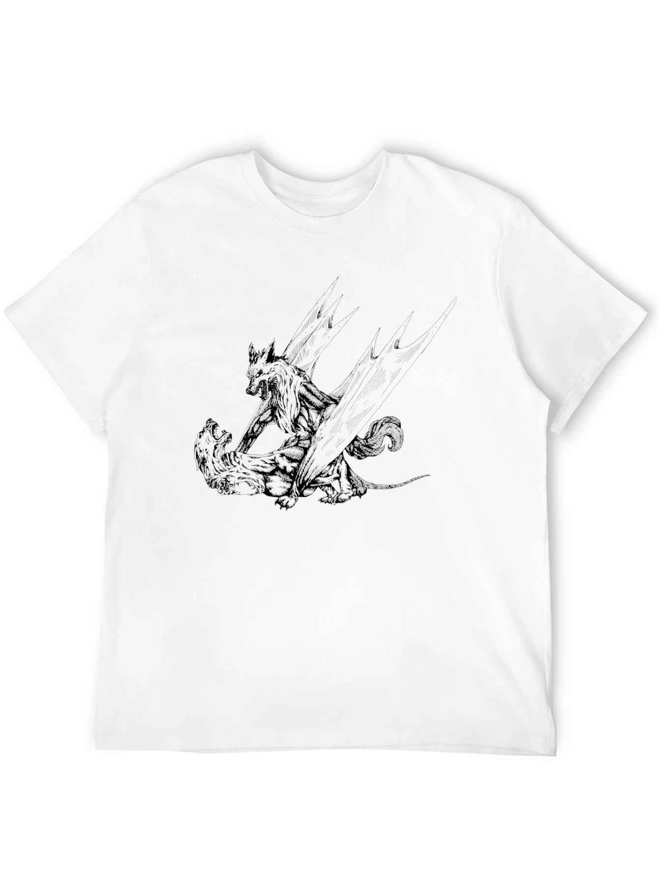 Black Graphic Tee: Wolf vs. Bear