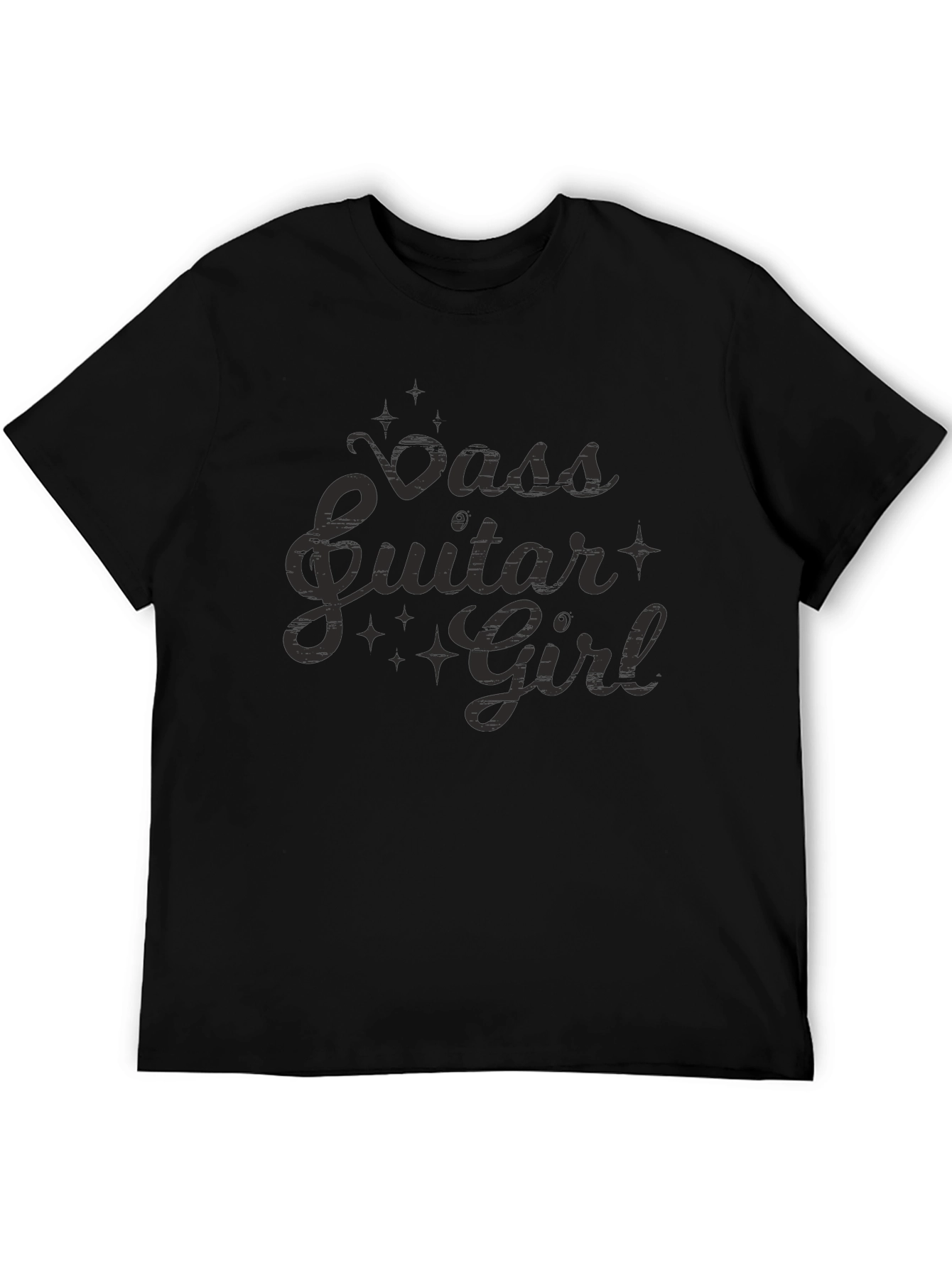 Bass Guitar Girl Black T-Shirt