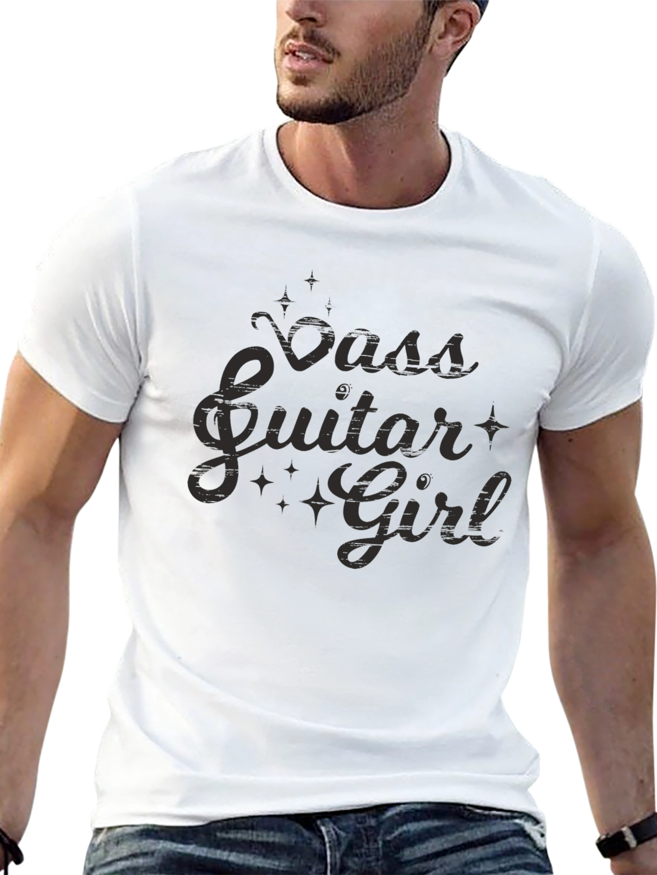 Bass Guitar Girl Black T-Shirt