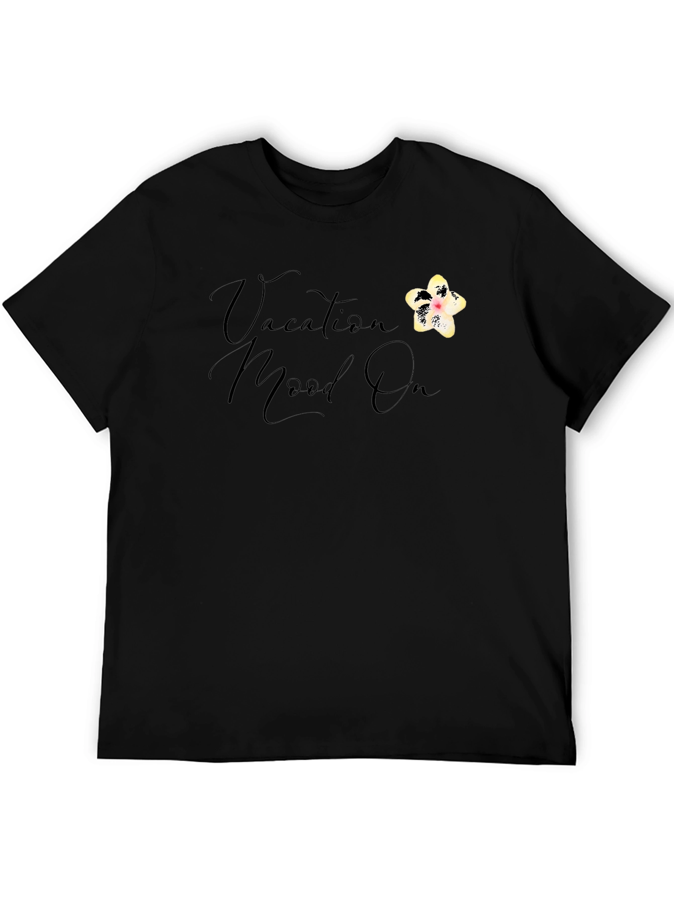 Vacation Mood On T-Shirt - Black Casual