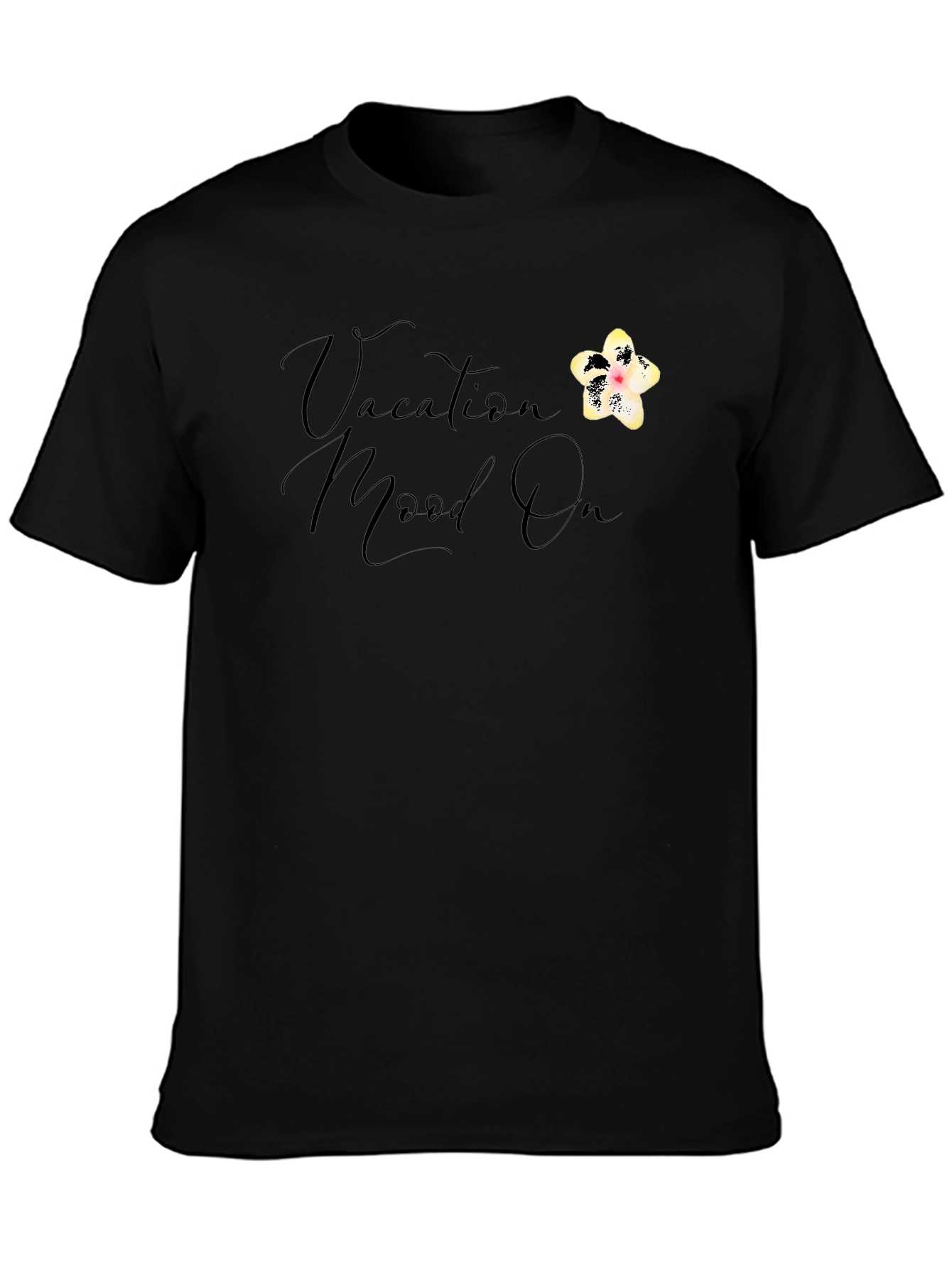 Vacation Mood On T-Shirt - Black Casual
