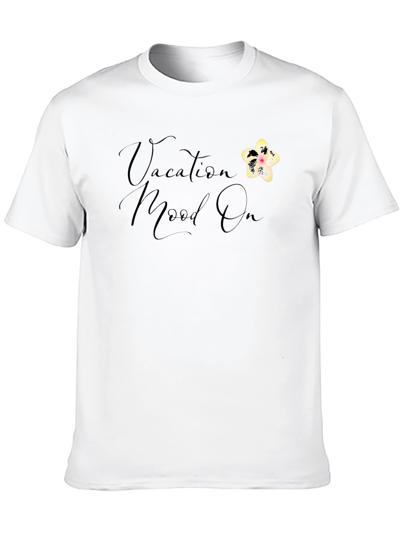 Vacation Mood On T-Shirt - Black Casual