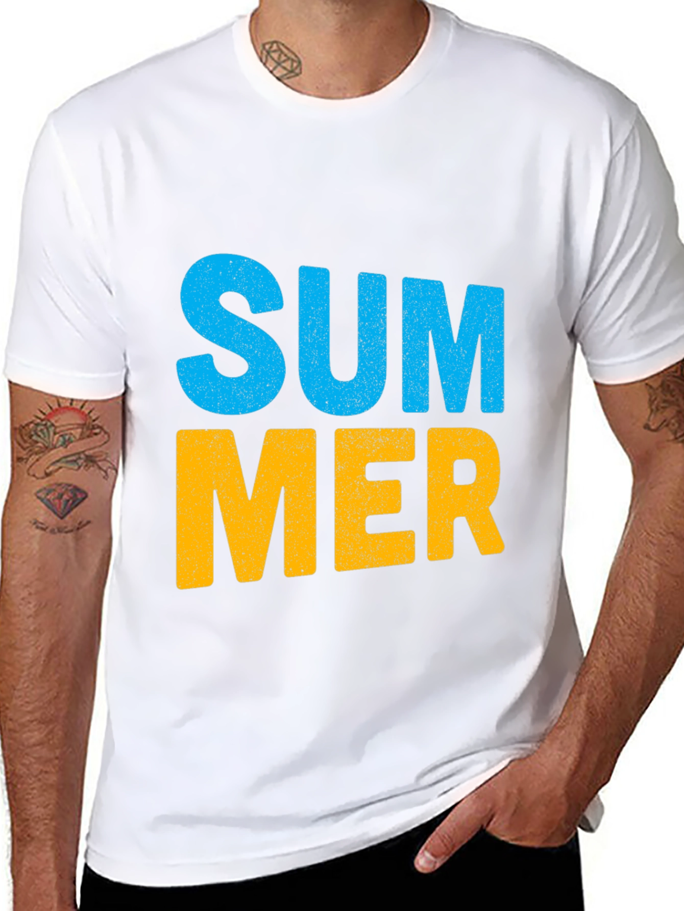 Summer Graphic Print Black Cotton T-Shirt