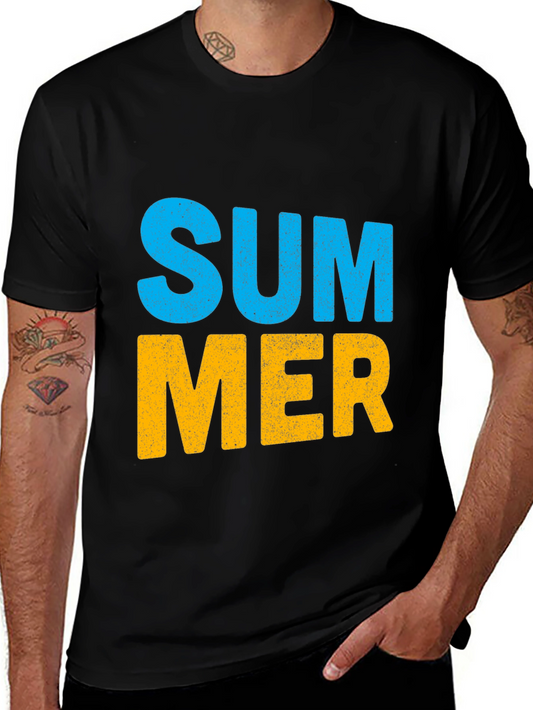 Summer Graphic Print Black Cotton T-Shirt