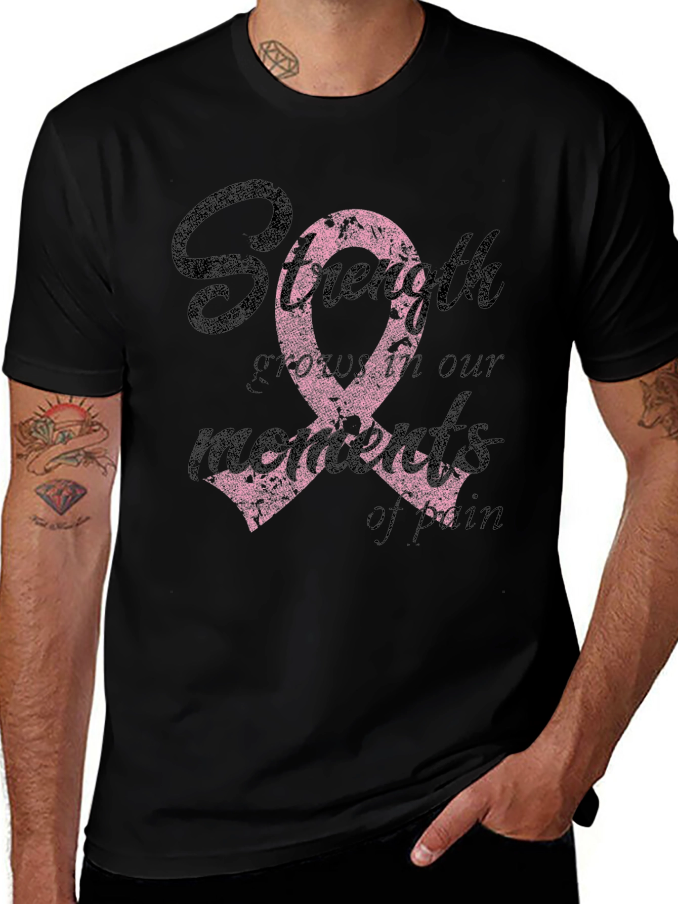 Strength Pink Ribbon Graphic T-Shirt