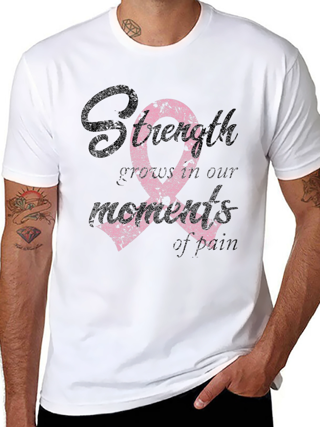 Strength Pink Ribbon Graphic T-Shirt