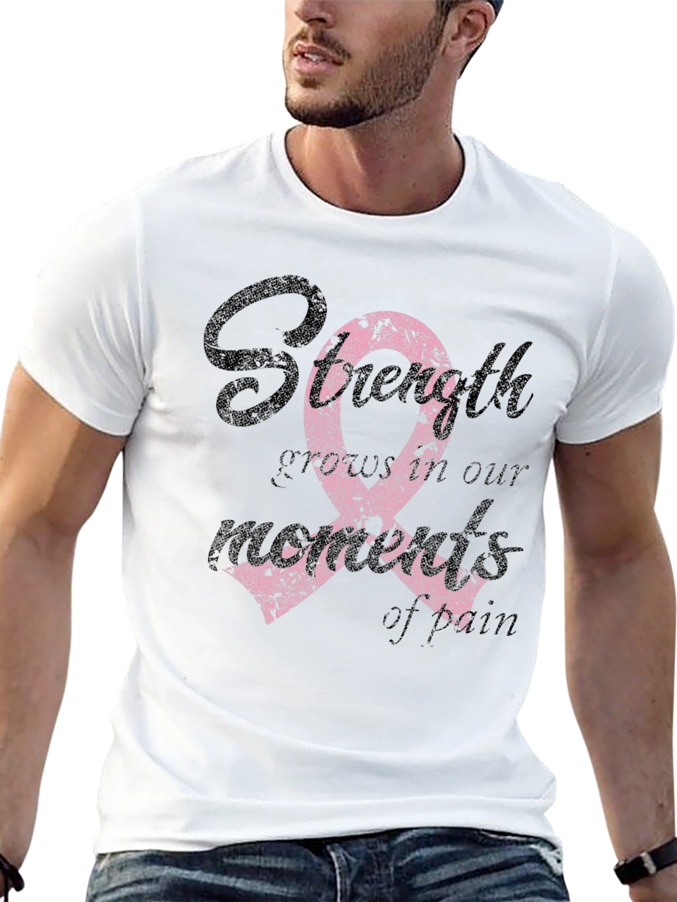 Strength Pink Ribbon Graphic T-Shirt