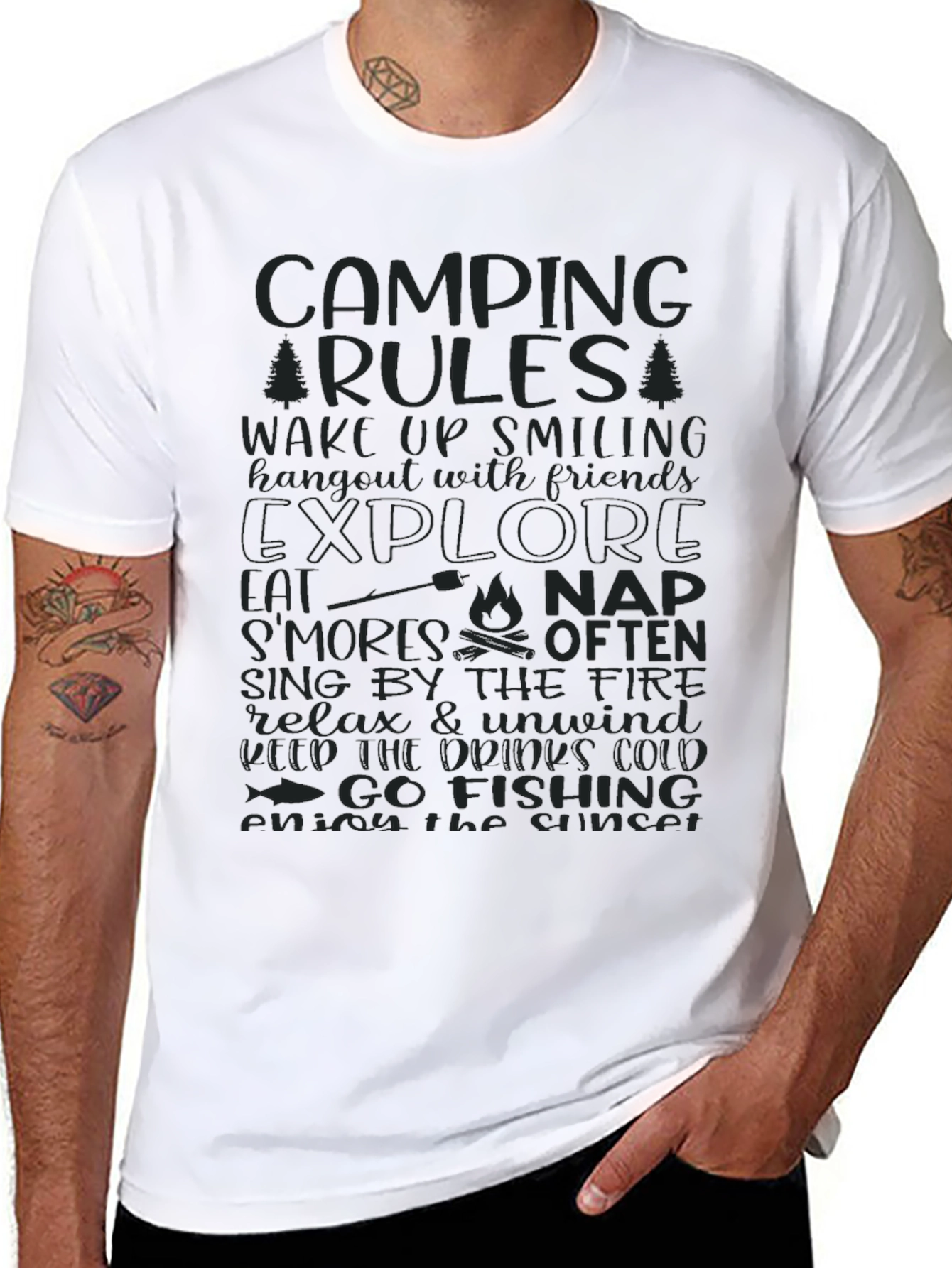 Camping Rules Graphic Print Tee