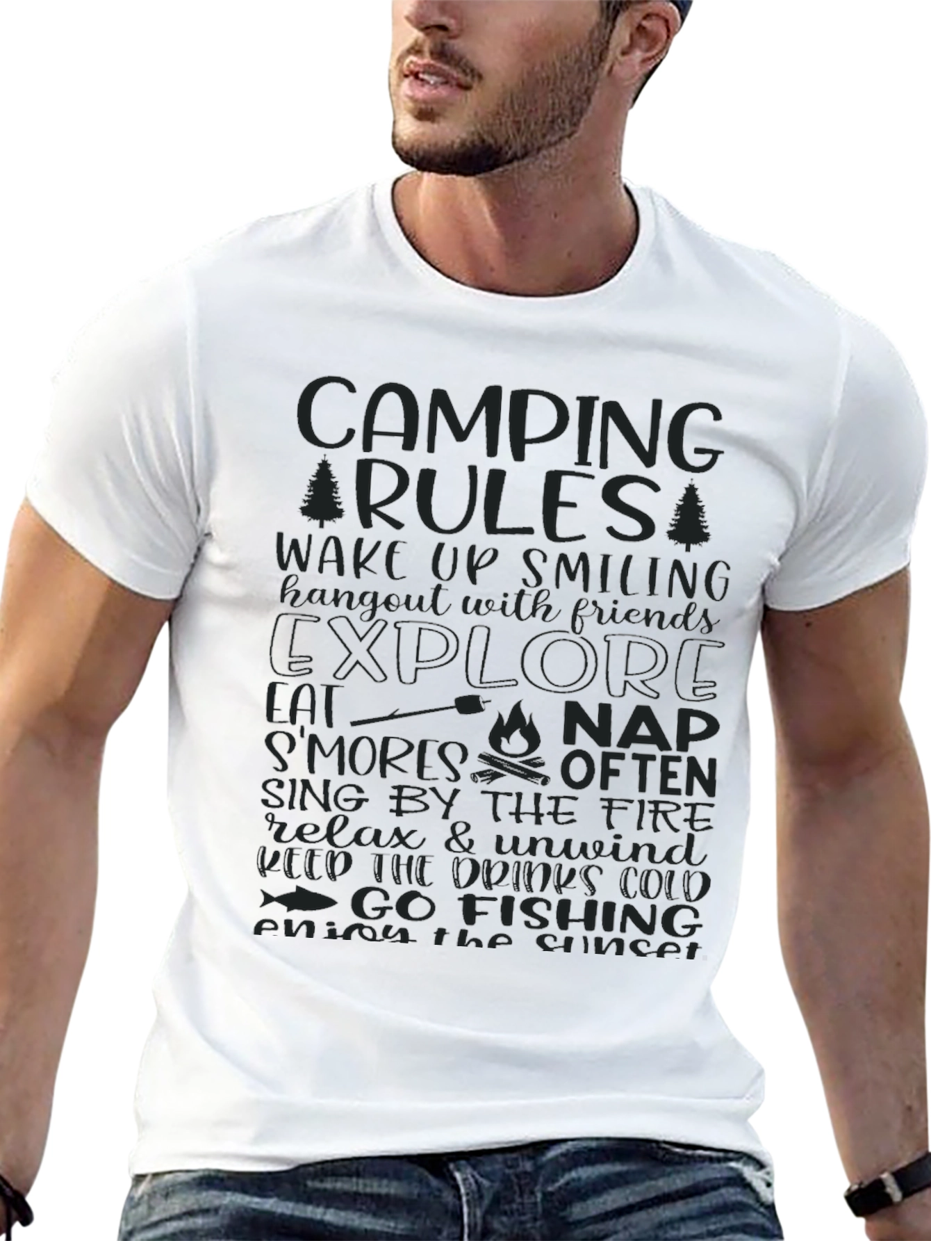 Camping Rules Graphic Print Tee