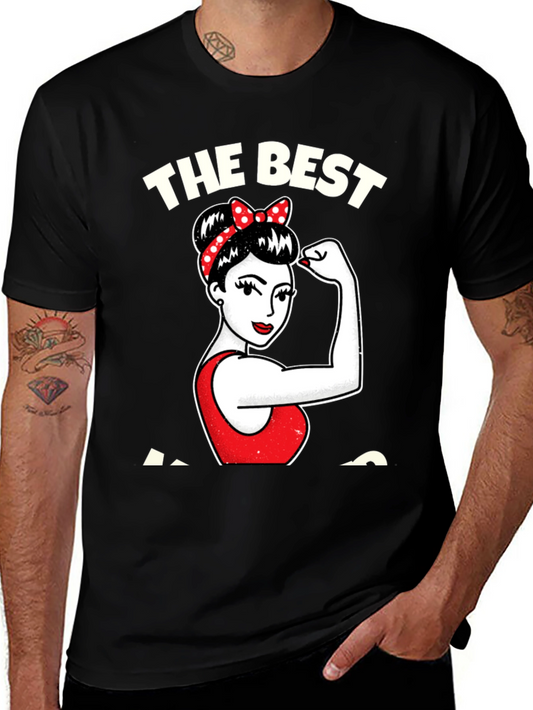 Best Mom Ever Black Graphic Tee - Rosie the Riveter Style