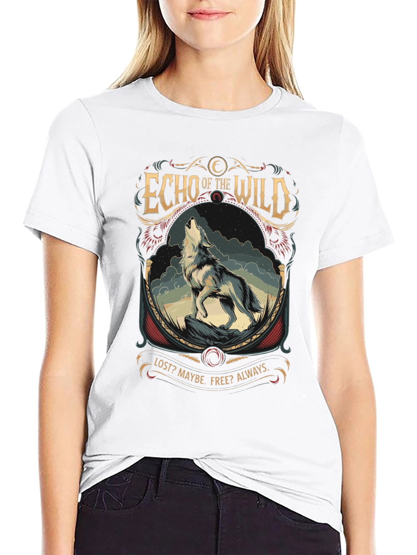 Echo of the Wild Wolf Graphic T-Shirt