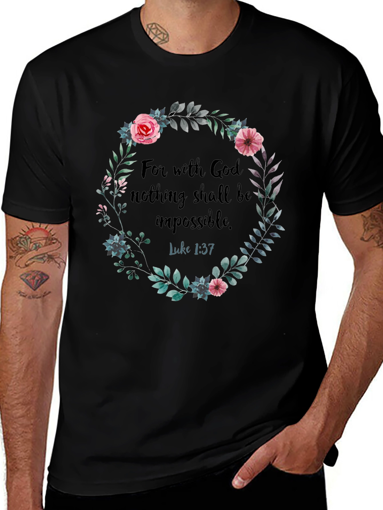 Faith-Based Floral Wreath T-Shirt