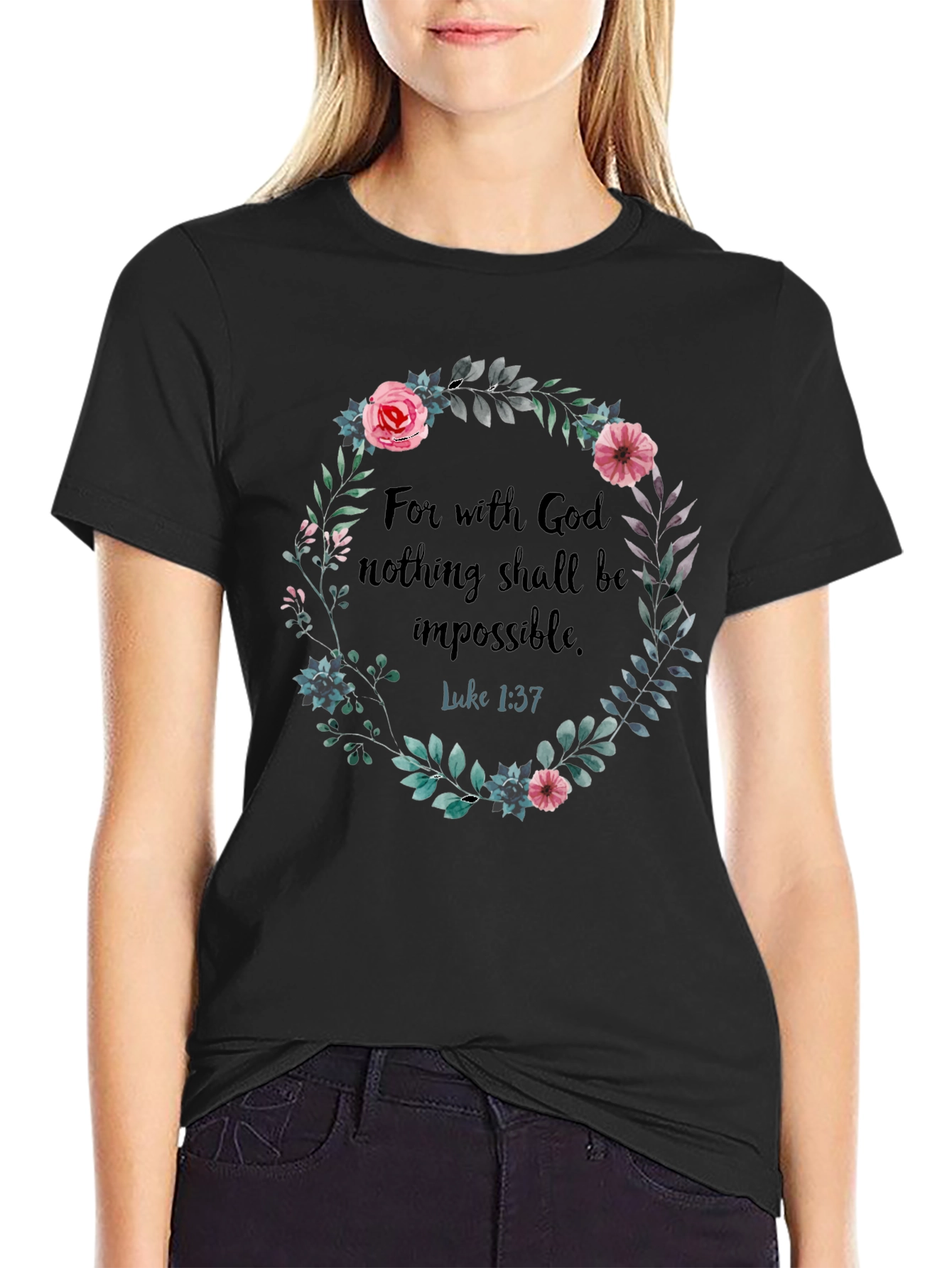 Faith-Based Floral Wreath T-Shirt