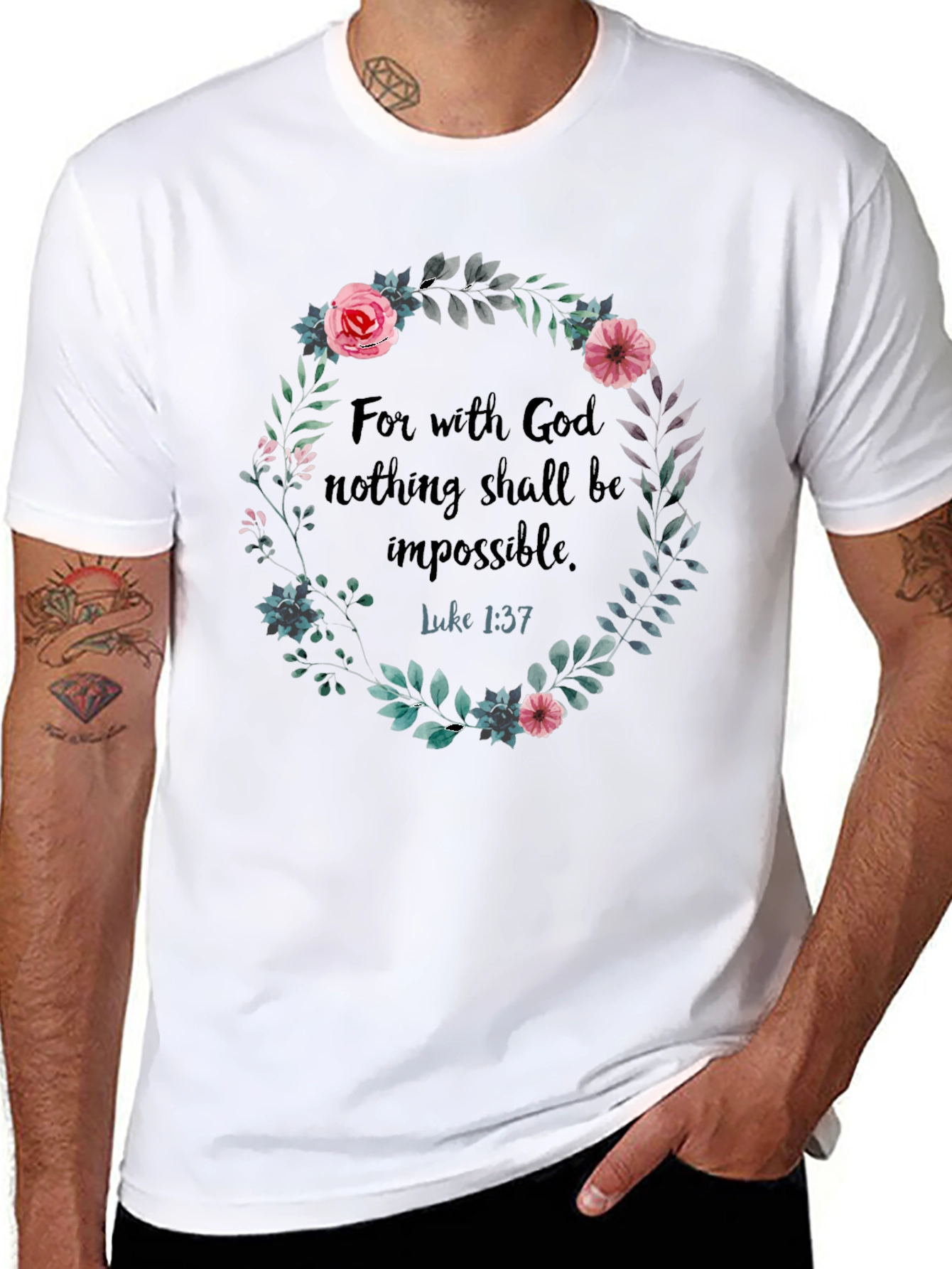 Faith-Based Floral Wreath T-Shirt