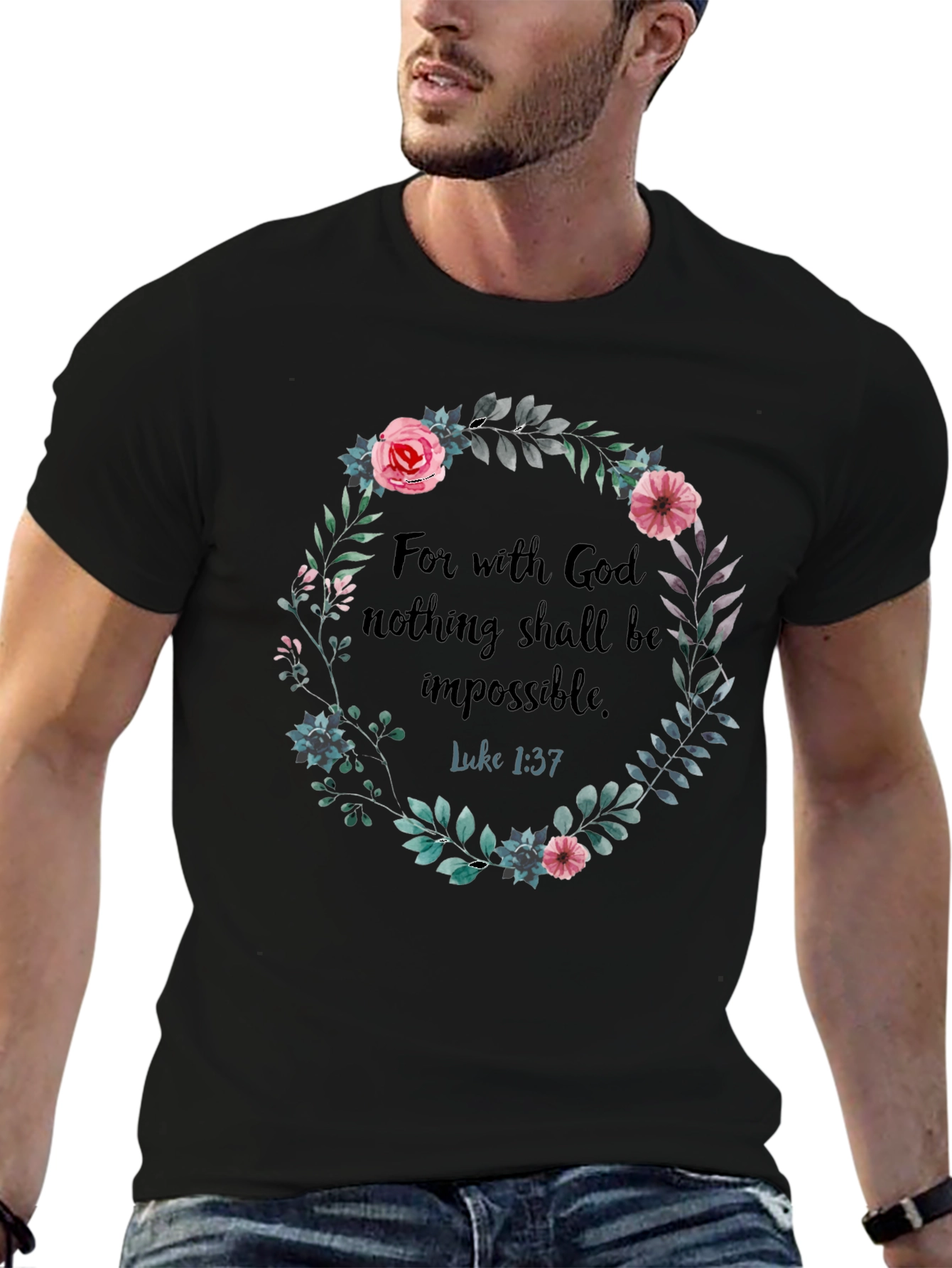 Faith-Based Floral Wreath T-Shirt