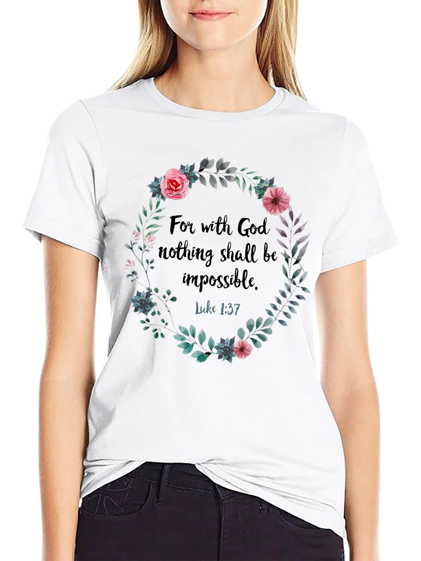 Faith-Based Floral Wreath T-Shirt