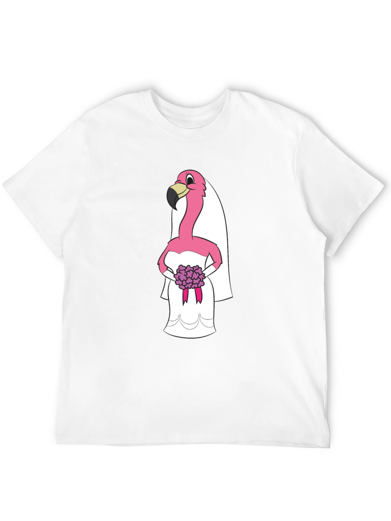 Black T-Shirt with Flamingo Bride Graphic