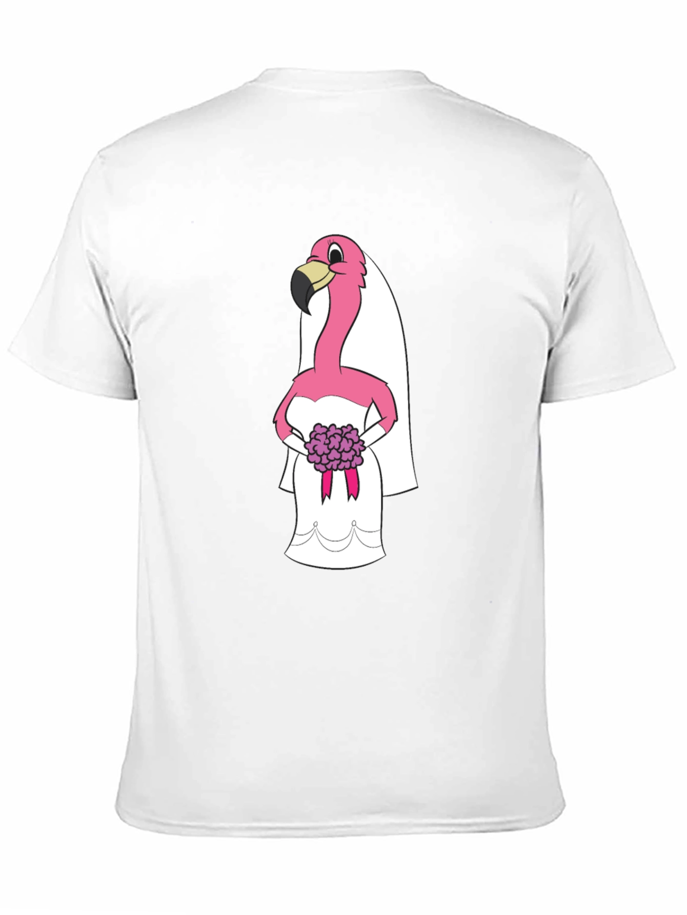 Black T-Shirt with Flamingo Bride Graphic