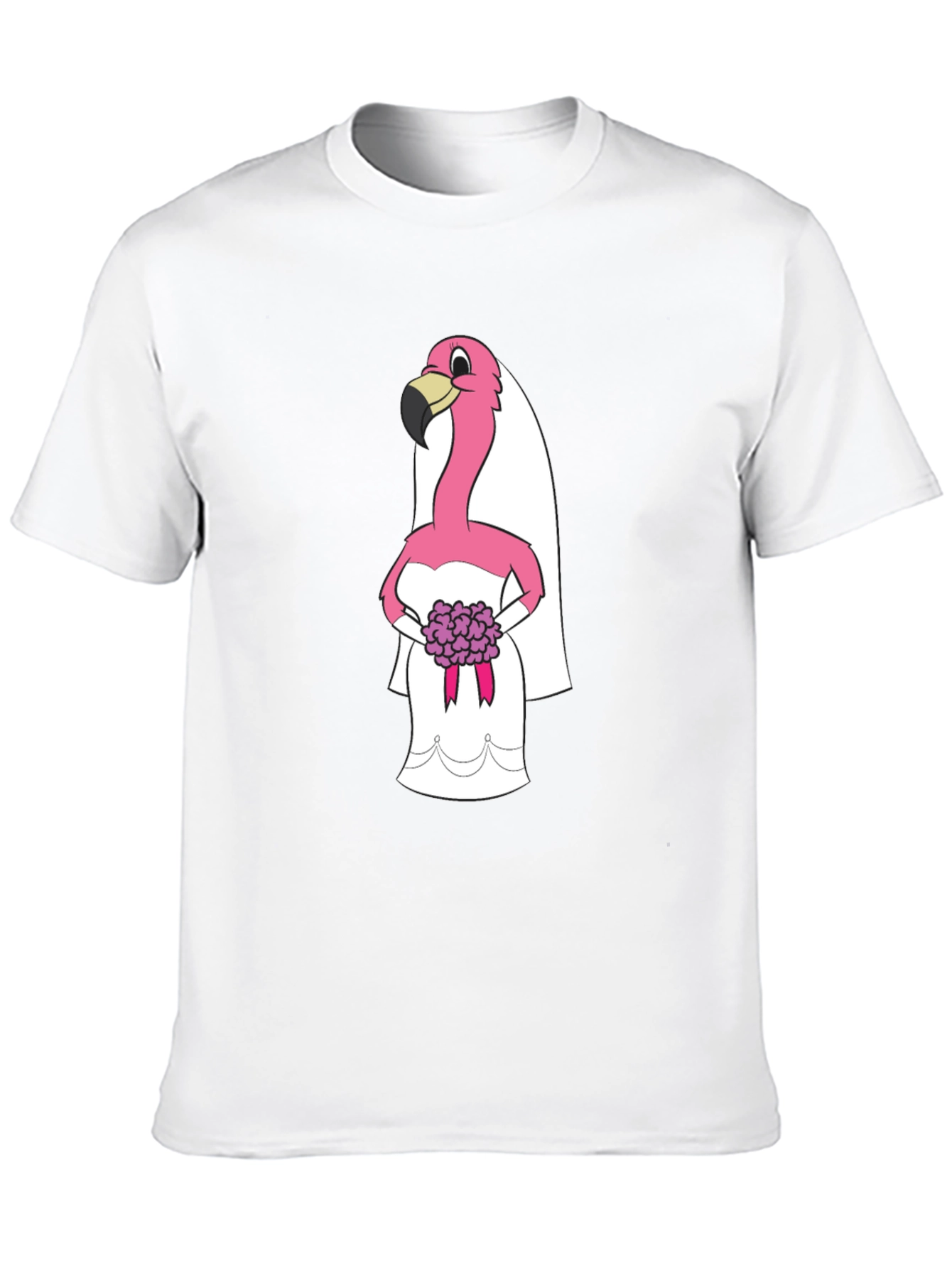 Black T-Shirt with Flamingo Bride Graphic