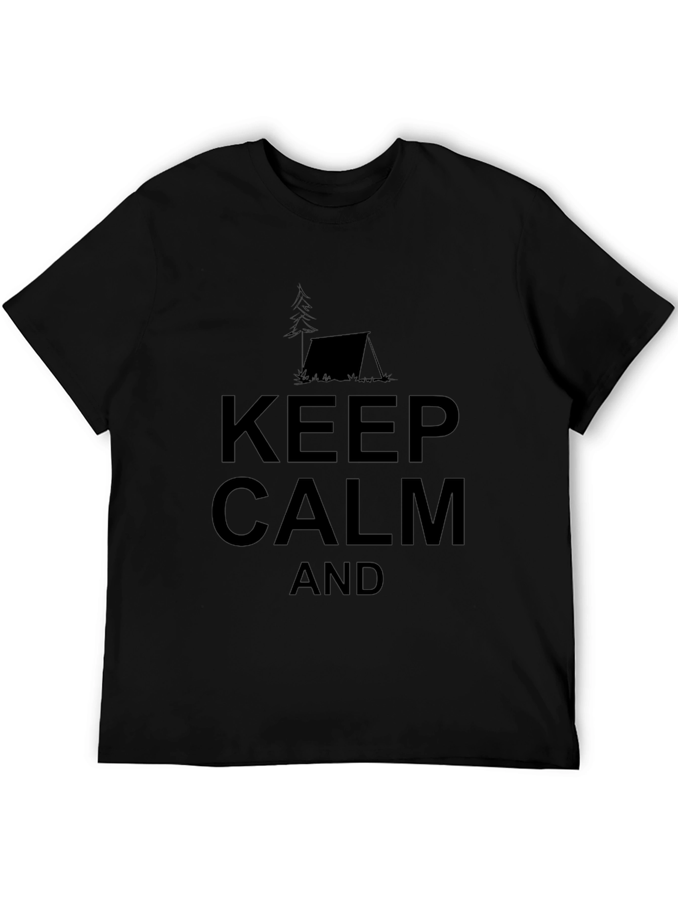 Keep Calm Camping Tee - Black Cotton T-Shirt